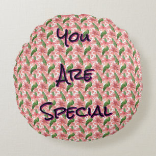 Custom and personalised watercolor floral round cushion