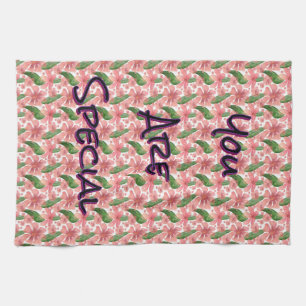 Custom and personalised watercolor floral  tea towel