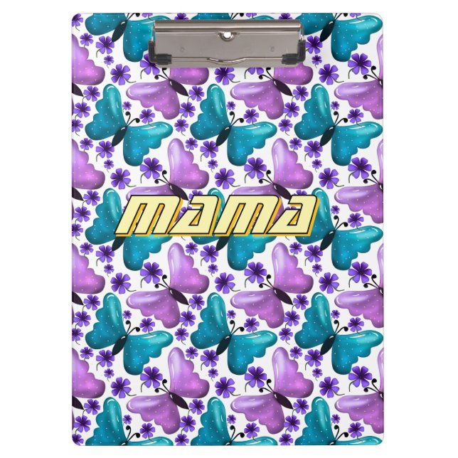 Custom and personalized butterfly floral  clipboard (Front)