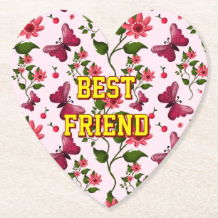 Custom and personalized floral Butterfly pattern  Paper Coaster