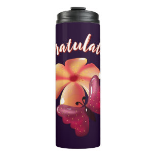 Custom and personalized floral Butterfly Pattern  Thermal Tumbler
