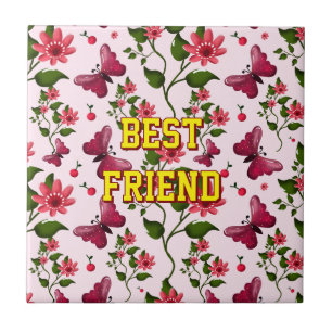 Custom and personalized floral Butterfly pattern  Tile