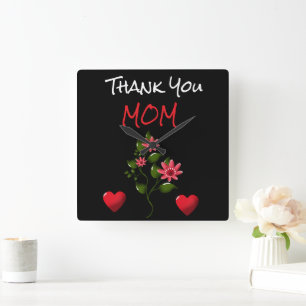 Custom and personalized floral gift  square wall clock