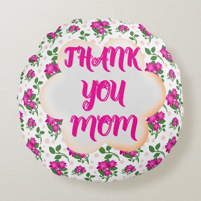 Custom and personalized floral pattern  round cushion (Front)