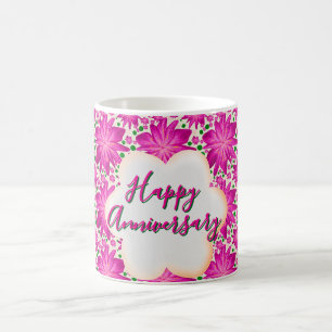 Custom and personalized pink floral  coffee mug