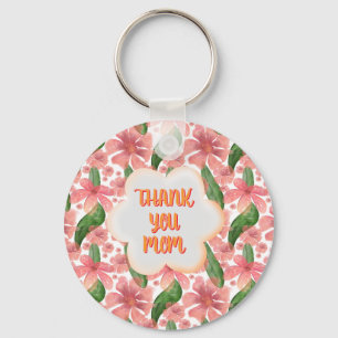Custom and personalized Thank You Mom Watercolor Key Ring