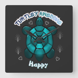 Custom and personalized turtle lover gift  square wall clock