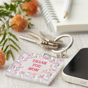 Custom and Personalized watercolor floral pattern  Key Ring