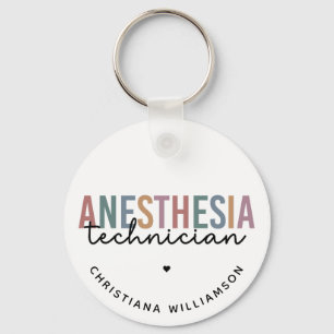 Custom Anesthesia Technician Retro Anesthetic Tech Key Ring