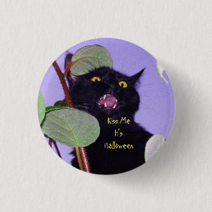 Custom Angry and grumpy Halloween black cat 3 Cm Round Badge