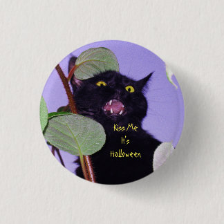 Custom Angry and grumpy Halloween black cat 3 Cm Round Badge
