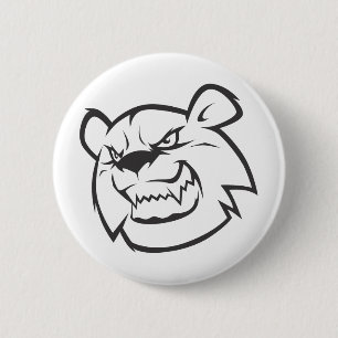 Custom Angry Bear Outline Logo 6 Cm Round Badge