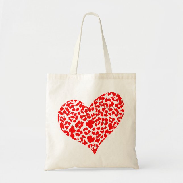 Custom Animal Print Heart Tote Bag (Front)