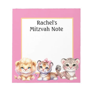 Custom Animals Girl's Mitzvah Notes Notepad