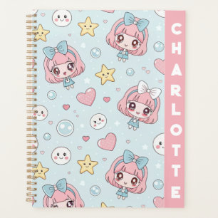 Custom Anime Kawaii with Hearts and Star Planner