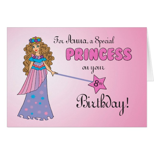CUSTOM Anna 8th Birthday Pink Princess (Front Horizontal)