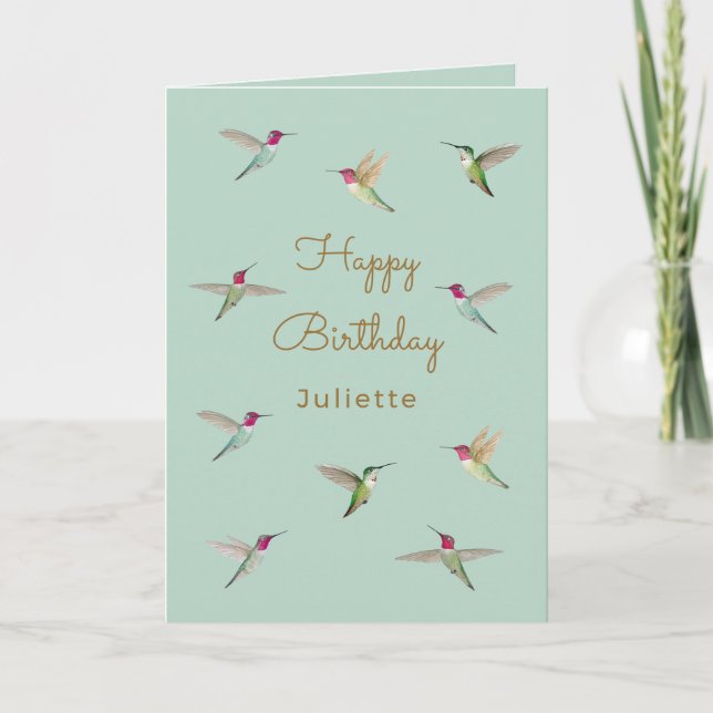 Custom Anna's Hummingbird Birthday Card (Front)
