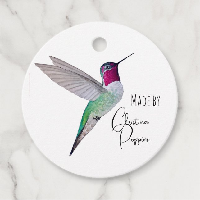 Custom Anna's Hummingbird Favour Tags (Front)