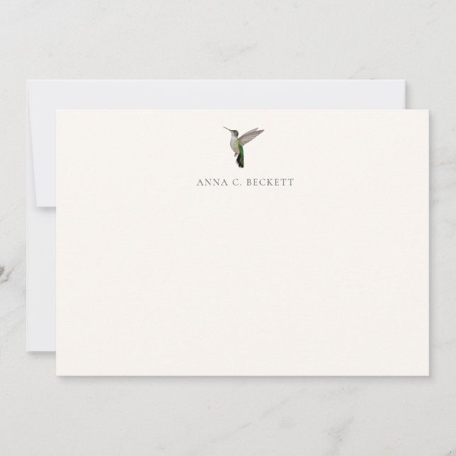 Custom Anna's Hummingbird Note Card (Front)