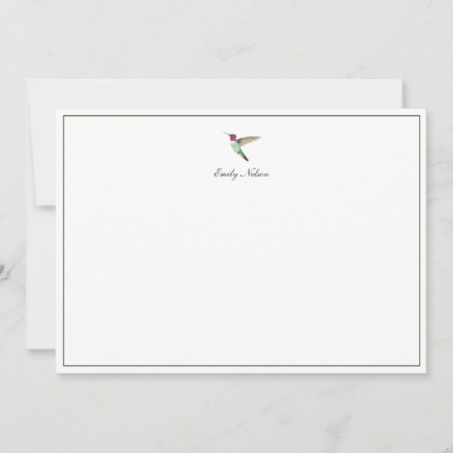 Custom Anna's Hummingbird Note Card (Front)