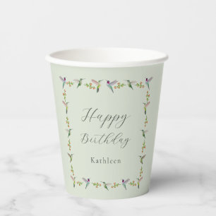 Custom Anna's Hummingbirds Birthday Paper Cups