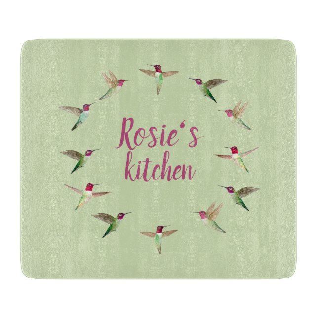 Custom Anna's Hummingbirds  Cutting Board (Front)