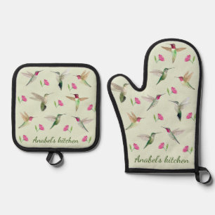 Custom Anna's Hummingbirds  Oven Mitt & Pot Holder Set