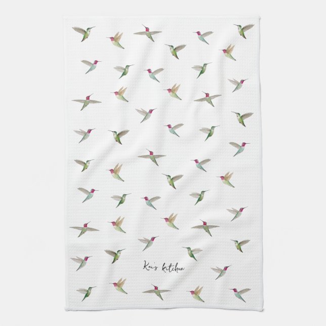 Custom Anna's Hummingbirds Tea Towel (Vertical)