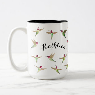 Custom Anna's Hummingbirds Two-Tone Coffee Mug