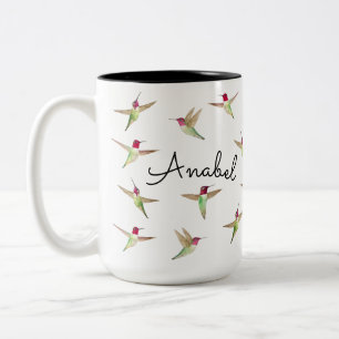 Custom Anna's Hummingbirds Two-Tone Coffee Mug