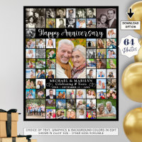 Custom Anniversary 64 Photo Collage Personalised