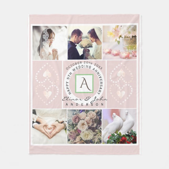 Custom Anniversary  6 Photos  Fleece Blanket (Front)