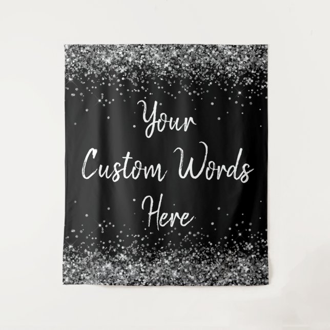 Custom Anniversary Backdrop Birthday Party Silver Tapestry (Front)