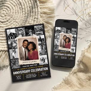 Custom Anniversary Invite, Retro Photo Collage Invitation