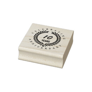 Custom Anniversary Leaf Wreath Rubber Stamp