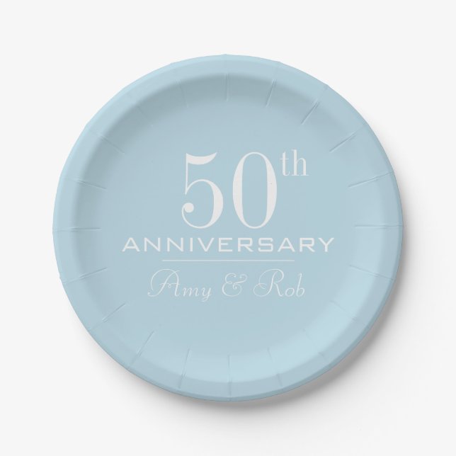 Custom Anniversary modern stylish minimalist Paper Plate (Front)