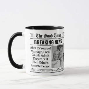 Custom Anniversary Mug, Fun Couple Gift Newspaper Mug