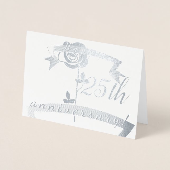 Custom Anniversary or Birthday Rose Blank Foil Card (Front)