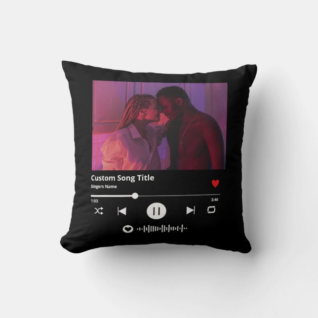 Custom Anniversary Photo Gift Scan Song Code Music Cushion (Front)
