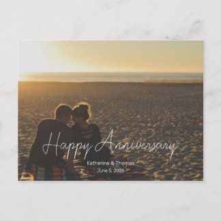 Custom Anniversary Photo Personalised text modern  Holiday Postcard