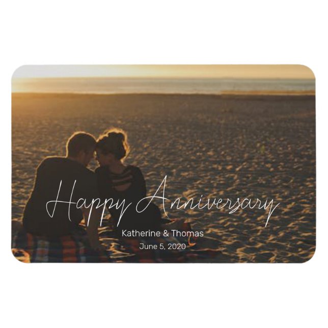 Custom Anniversary Photo Personalised text modern  Magnet (Horizontal)