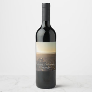 Custom Anniversary Photo Personalised text modern  Wine Label
