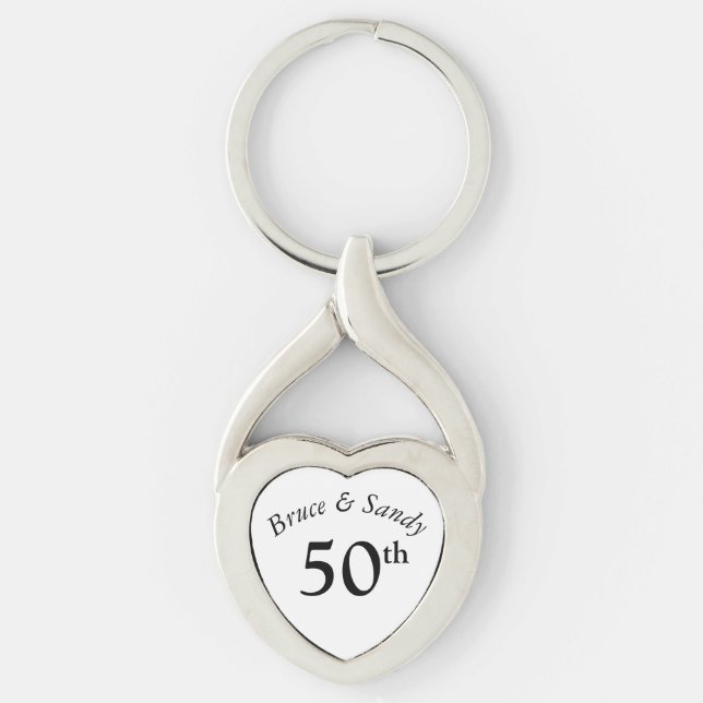 Custom Anniversary stylish and chic black font Key Ring (Front)