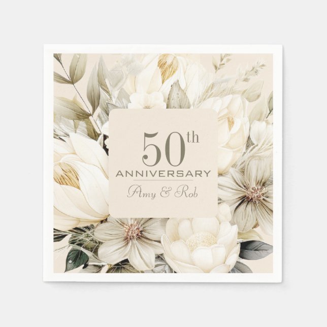 Custom Anniversary vanilla cream bouquet Napkin (Front)