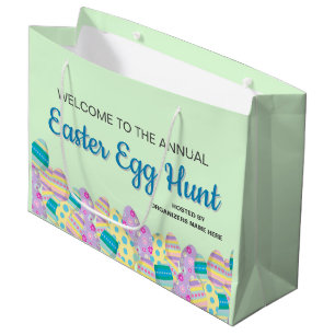Custom Annual Easter Egg Hunt Colourful Banner Large Gift Bag