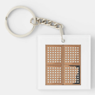 Custom Antique Capiz Shell Window Panels Buttons Key Ring