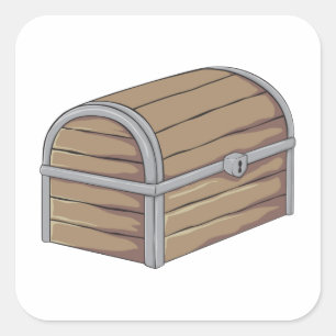 Custom Antique Wooden Pirate Treasure Chest Button Square Sticker
