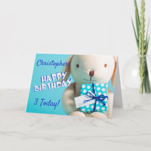 Custom Any Age Stuffed Rabbit Birthday Card