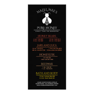Custom Apiary Honey Bee Menu