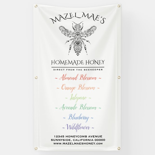 Custom Apiary Honey Flavours Menu Banner (Vertical)